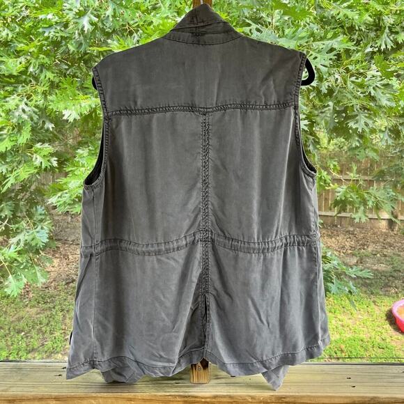 Max Jeans Women's 100% Tencel Open Sleeveless Jacket Taupe Size L. NEW - Picture 2 of 9